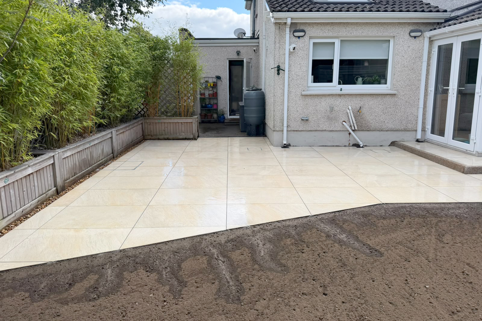 Completed porcelain patio installation in Orlagh Downs Dublin 16