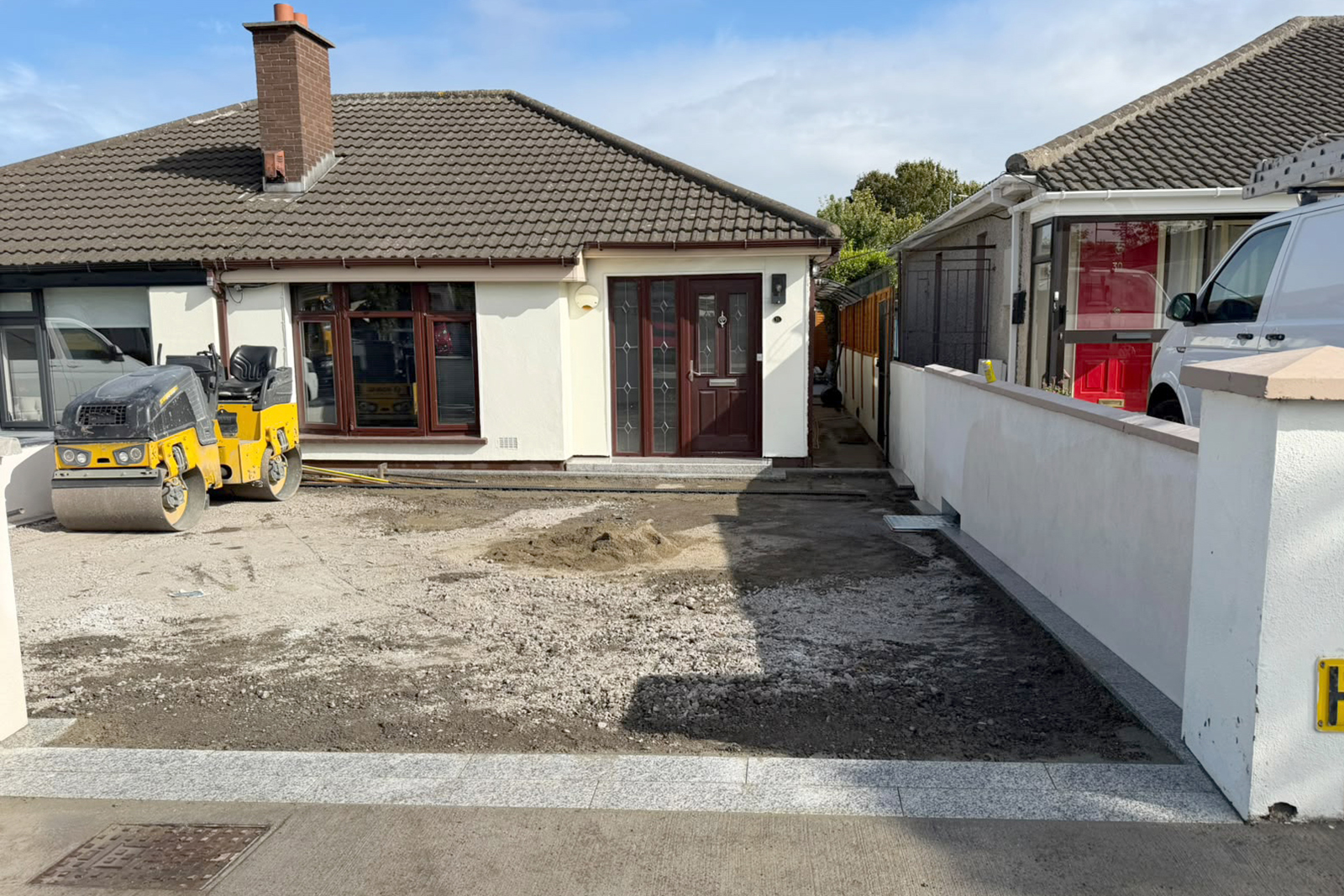 Ground preparation and drainage work for new tarmac driveway at Oak Court Lawn Dublin 20